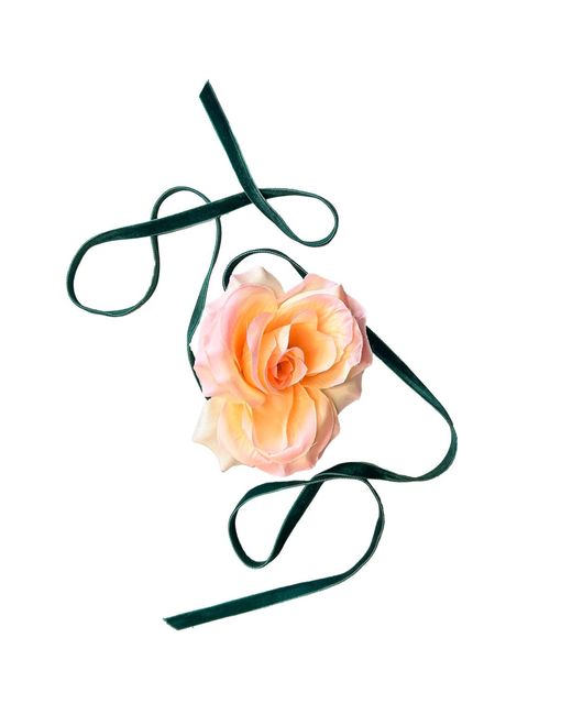 Natalia Petruch Metallic Neutrals Bettie Ribbon-Tie Statement Necklace – Faux Rose, Wear As Necklace Or Belt, Handmade