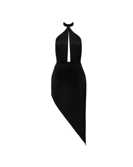 Nomi Fame Black Pamela Halter Neck Dress With Asymmetric Skirt