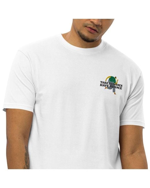 Anchor and Crew White Take A Chance Have A Dance Disco! Heavy Cotton Embroidered T-Shirt for men