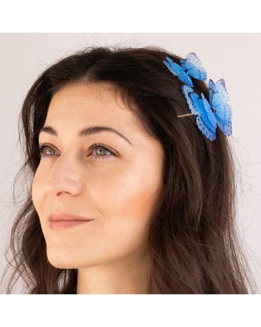Oana Savu Blue Butterfly Bobby Pin Set Hair Pins Summer Accessories