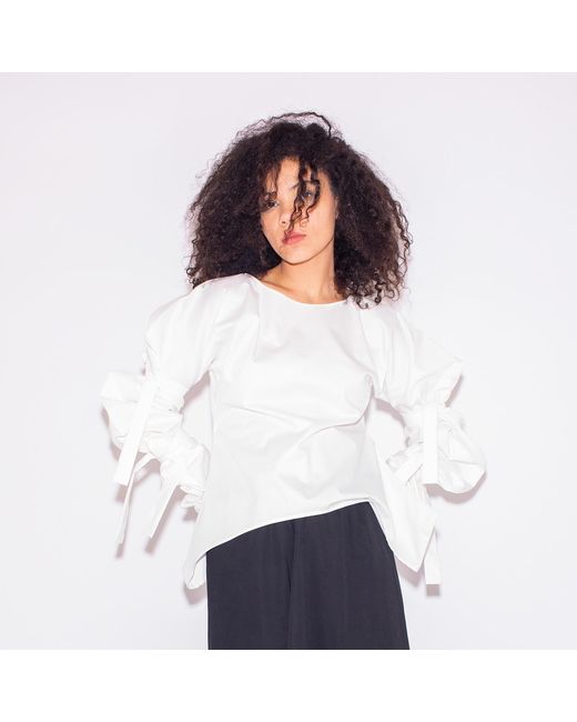 Bianca Popp White Ribbon Wrapped Blouse