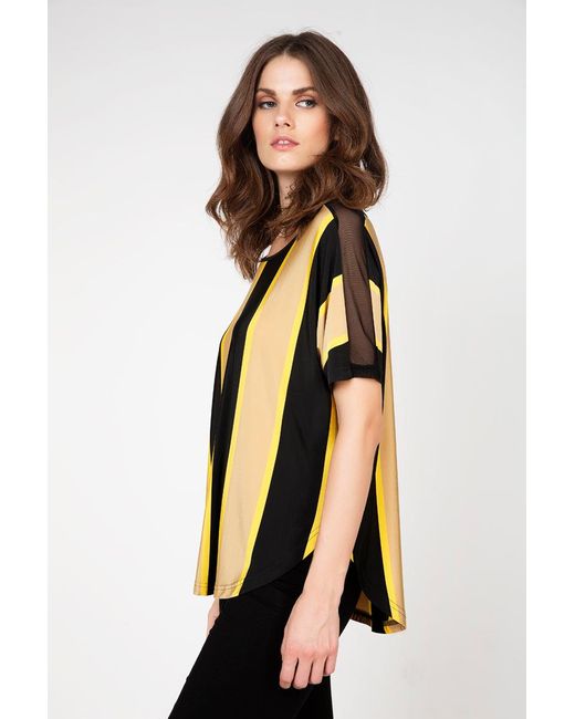 Conquista Metallic Sheer Detail Stripe Top