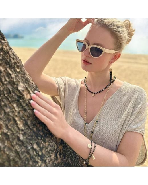 Farra Black Obsidian With Evil Eye Pendant Choker