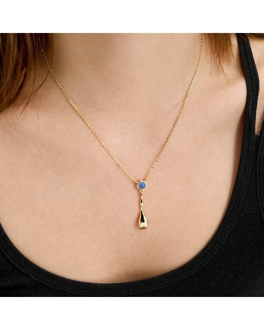 Vanimy Metallic Seren Flow Gemstone Droplet Necklace
