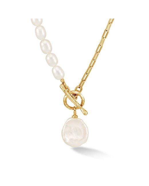 Dower & Hall Metallic Keshi Luna Pearl Drop Chain Necklace