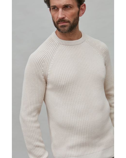 Paul James Knitwear Pink Neutrals Heavyweight Cotton Clark Fisherman Rib Knit Jumper for men