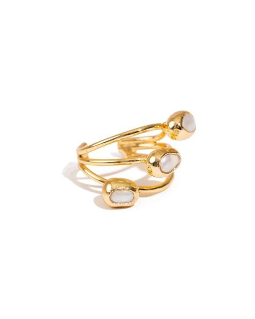 Ebru Jewelry Metallic Trio Pearl Harmony Adjustable Ring