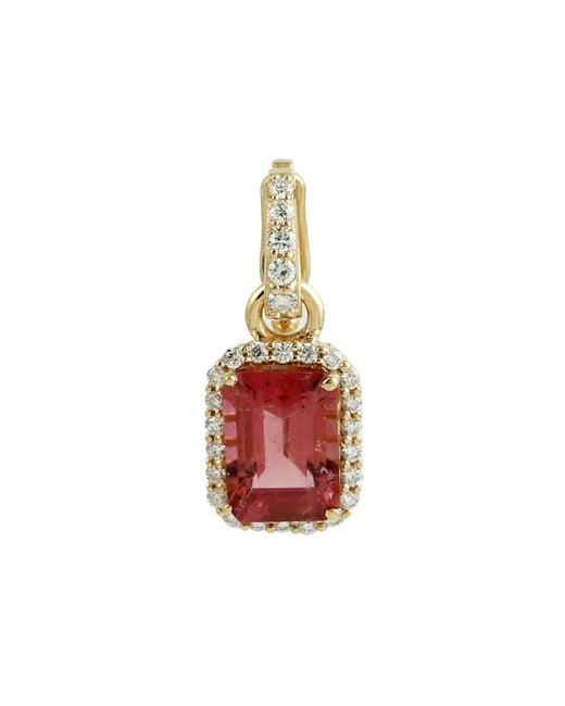Artisan Red Tourmaline And Diamond Halo Pendant
