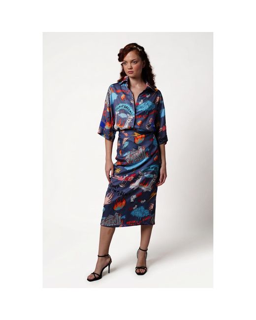 King Naked Blue Realm Of Weirdness Enveloper Skirt