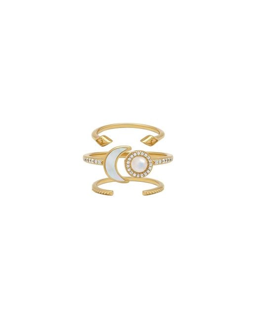 Karma and Luck Metallic Lunar Brilliance Moonstone Moon Ring