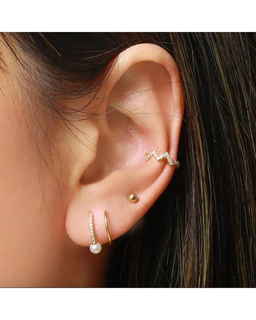 KAMARIA Metallic Chevron Diamond Ear Cuff Earring