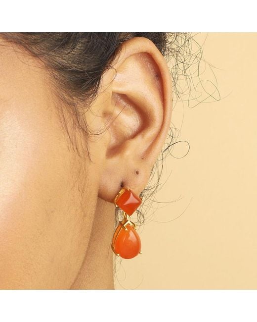 Lila Rasa Orange Scarlet Flame Carnelian Stone Earrings