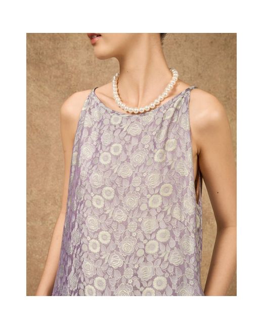 Silk and Bears Gray Aurora Moonlit Lilac Hand-Dyed Silk Jacquard Maxi Dress