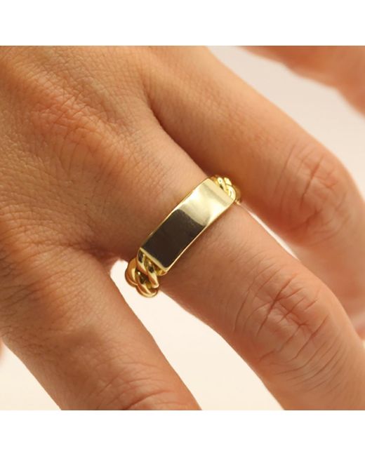VicStoneNYC Fine Jewelry Yellow Modern Chain Solid Signet Ring For for men