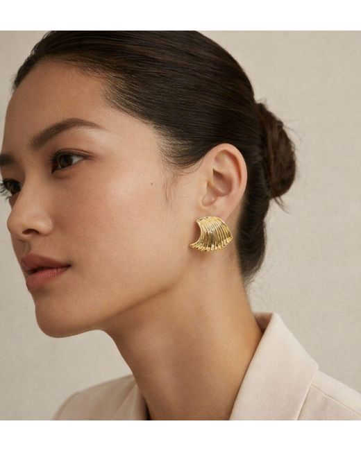 Uchi and Soto Metallic Nami Wave Large Stud Earrings