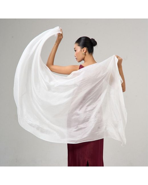 Silk and Bears White Pearl Silk Scarf – Hand-Dyed Mulberry Silk Shawl, Wedding & Bridesmaid Wrap