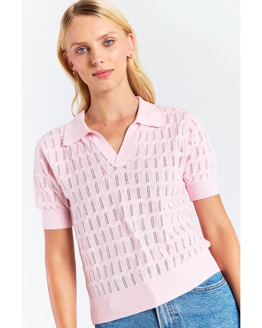 Brodie Cashmere Pink Scallop Trim Pretty Polo