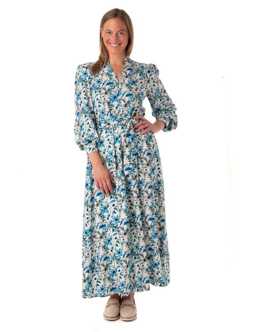 Franchetti Bond Blue Tomassa Garden Floral Occasion Dress