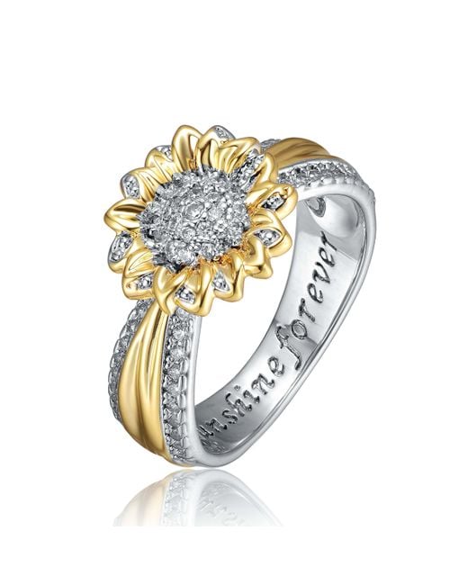 Genevive Jewelry Metallic Plated & 14K Plated Cubic Zirconia Nature Inspired Ring