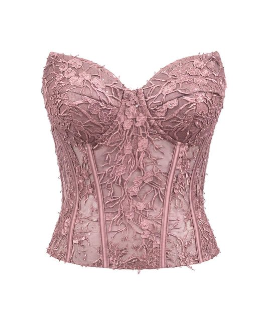 Angelika Jozefczyk Pink Catrice Dusty Lace Corset Top