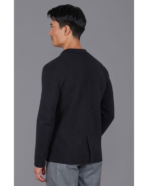 Paul James Knitwear Black Lightweight Cotton Corneliuss Formal Knitted Blazer for men