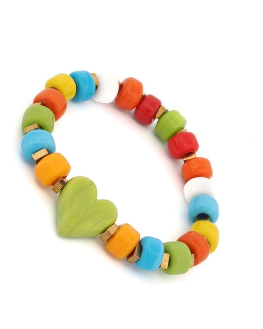 Ebru Jewelry Blue Colorful Harmony Heart Beaded Bracelet