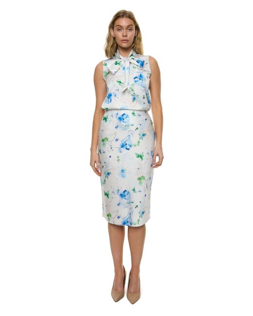 Carloslines Blue Bias Satin Skirt