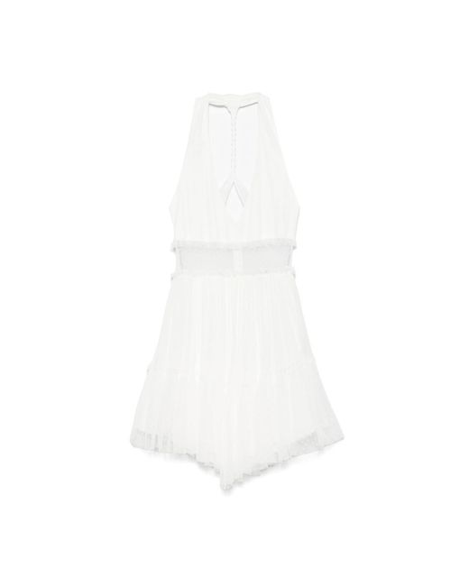 Nissa White Open-Back Silk Mini Dress