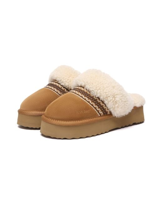 EverAu Australia Natural Crake Knitted Platform Slippers