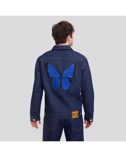 Maui X Lolita Blue Monarch Dark Denim Jacket for men
