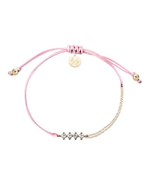Adriana Pappas Designs Metallic Cz Crystal Bar Bracelet On Colored Cord