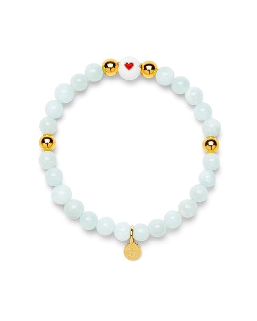 Seven Saints Blue Moonstone Heart Bracelet For Balance And Minted Glow