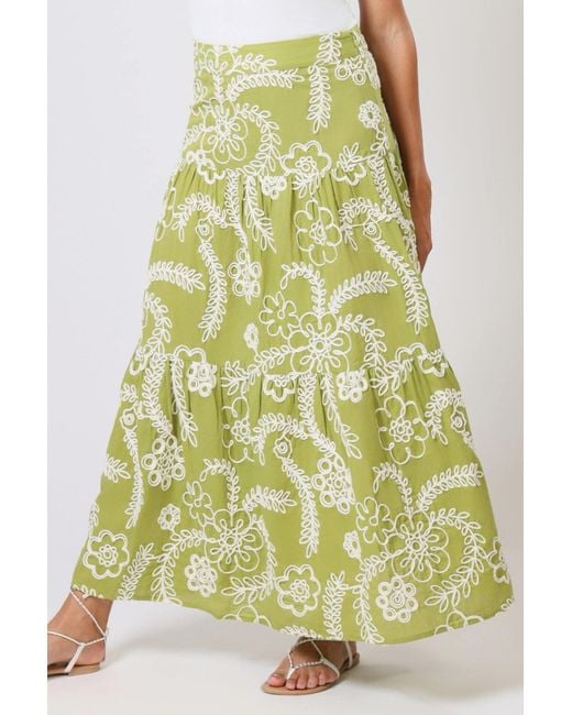 Traffic People Green Sandrine's Smile And Floral Serenity Maxi Skirt