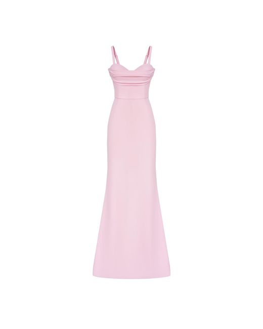 POST MERIDIEM Pink Maxi Dress With Gathered Bodice