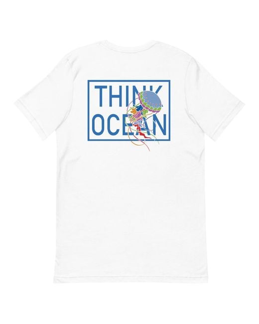 Anchor and Crew White Think Ocean Jellyfish Fluorescence Cotton Embroidered T-Shirt for men