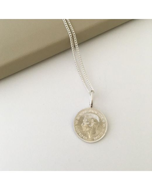 Katie Mullally Metallic English Farthing Coin Charm And Chain for men