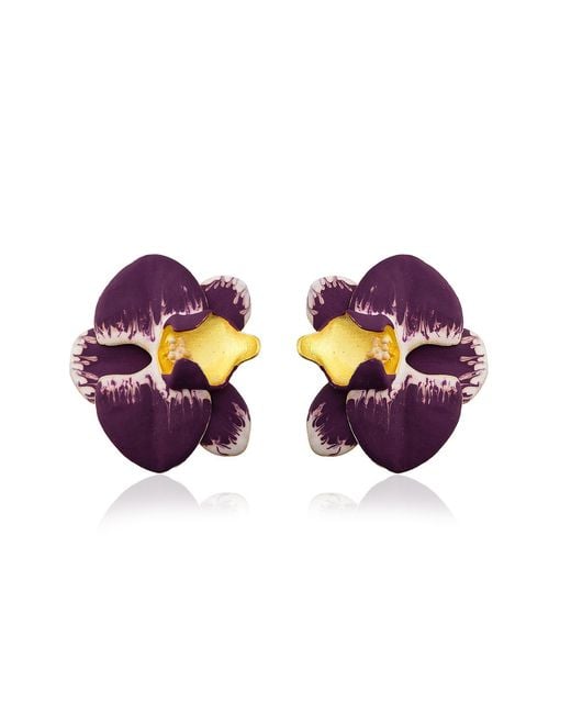 Milou Jewelry Purple Orchid Flower Earrings