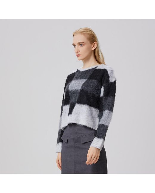 Smart and Joy Black Check Pattern Oversize Jumper