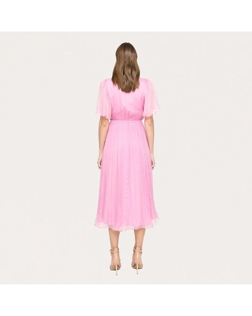 Nissa Pink Floral-Appliqué Silk Midi Dress Baby