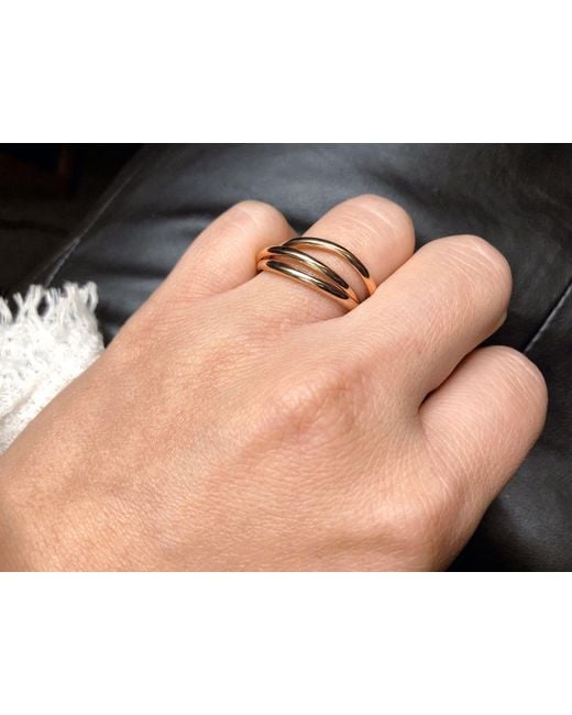 Zahav Jewelry Metallic 10K Solid Triple Band Stacking Ring