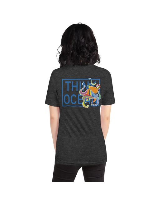 Anchor and Crew Black Heather Think Ocean Octopus Fluorescence Cotton Embroidered T-Shirt