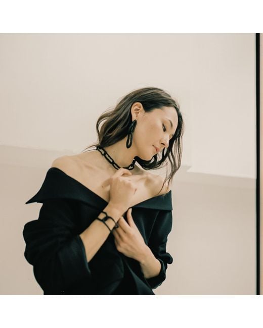WAIWAI Black Double Link Earrings