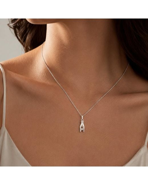 Unaloe Metallic Sterling Necklace With Horn Hand Pendant