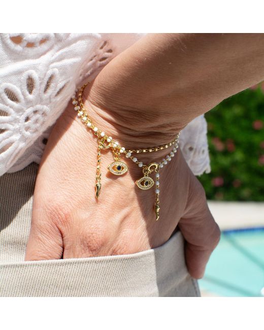 Alexie of Athens Metallic Protection Evil Eye Bead Bracelet