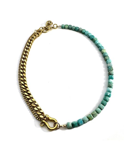 Rachel Nathan Metallic Shackle Duo: Amazonite Cubes Necklace