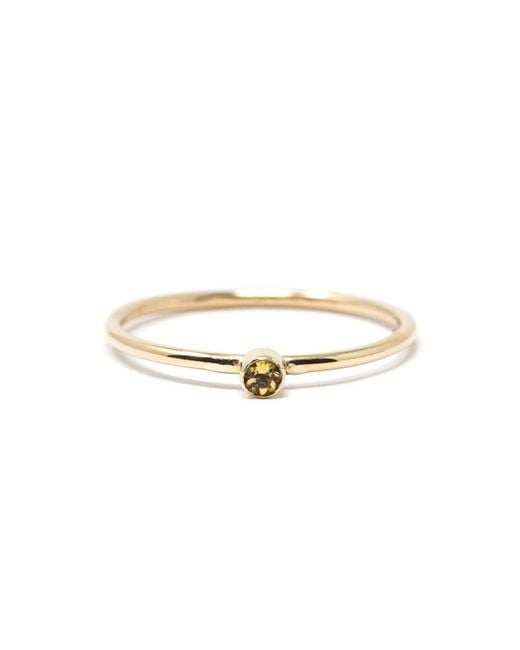 NASI SILVER Metallic Slim Single Stone Ring- Citrine