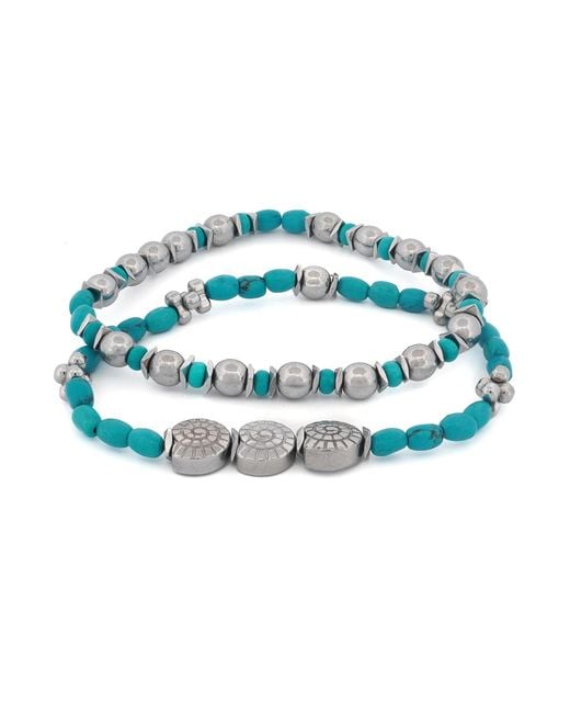 Ebru Jewelry Blue Sea Soul Hematite & Bracelet Set for men