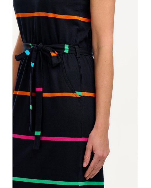 Sugarhill Black Rory Racer Jersey Midi Dress Spaced Eighties Stripe