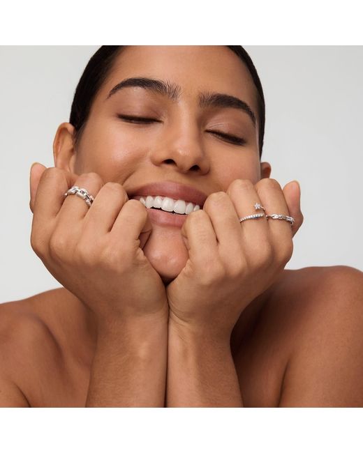 Vanhi White Crystal Link Ring