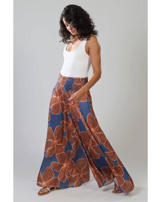 Traffic People Orange Full Bloom And Floral Aurora Wide Leg Trousers